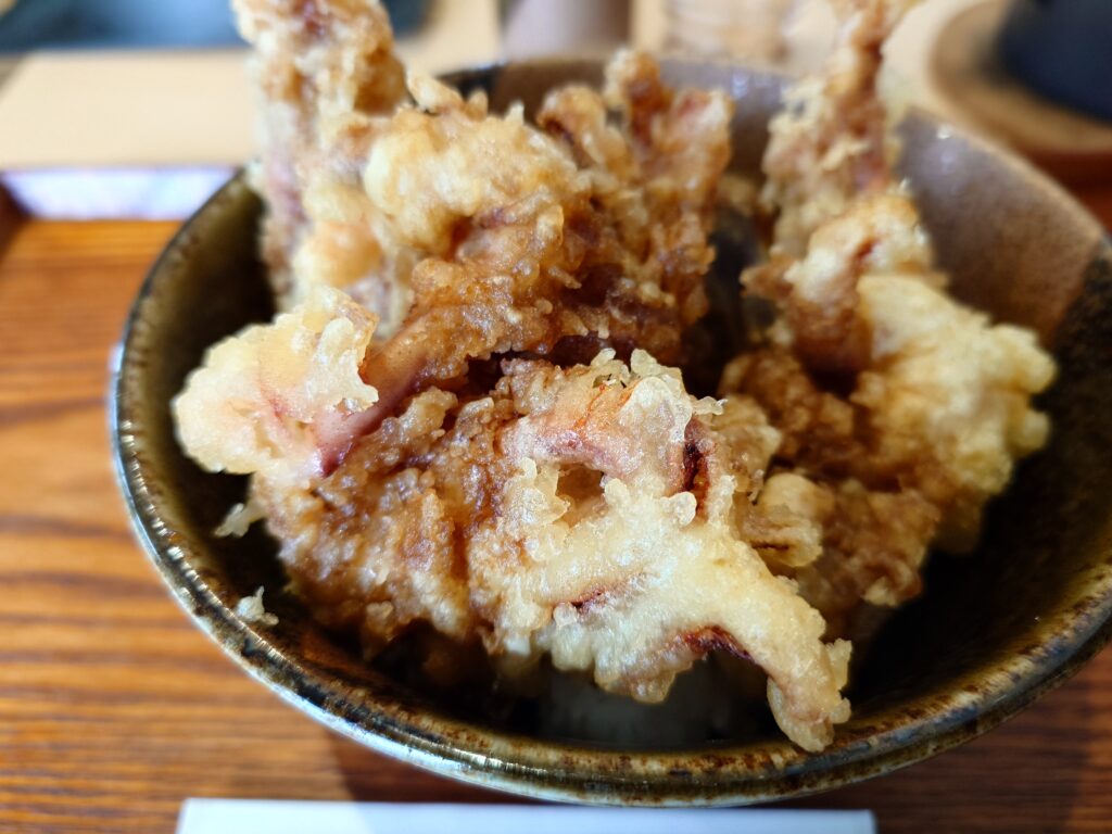 札幌市 厚別区 厚別駅 挽きぐるみ蕎麦屋 慎 いかげそ天丼あっぷ
