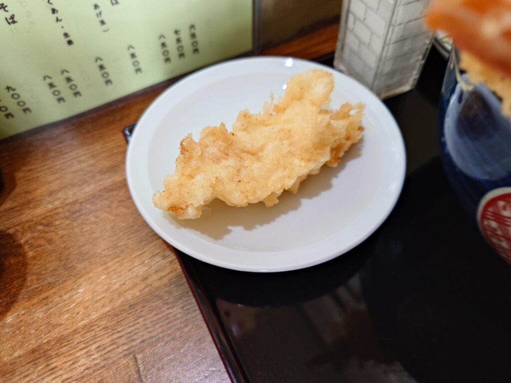 札幌市 東区 北18条駅 そば処更科 トッピングのイカ天