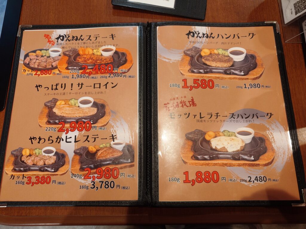 札幌市 厚別区 新さっぽろ駅 新札幌駅 ステーキレストランがんねん メニュー④