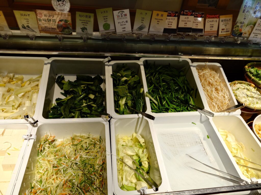 札幌市 東区 元町駅 宮の森・北24条通 しゃぶ葉 札幌元町店 野菜コーナー（右）