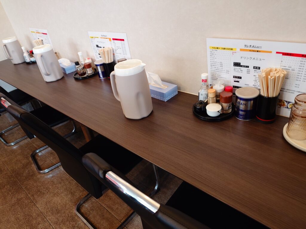 札幌市東区 北24条エリアにある 中華 熊猫（パンダ）のカウンター席